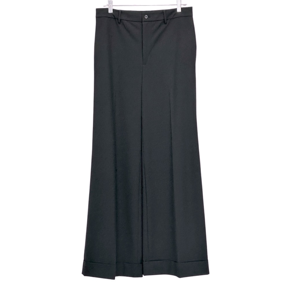 NEW LAUREN RALPH LAUREN Black Wide Leg Pants Cuffed Career Slacks Office Size 8